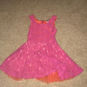 Pink lace dress with floral designs